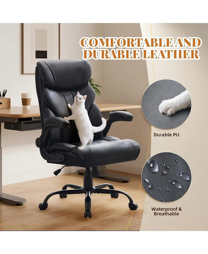gaomon Big and Tall Office Chair Ergonomic Gaming Chair, Leather Computer Chair with Adjustable Height and 360 Degree Swivel