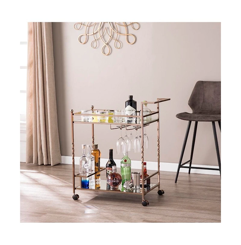 Augusta Home Ivers Metal Mirrored Bar Cart