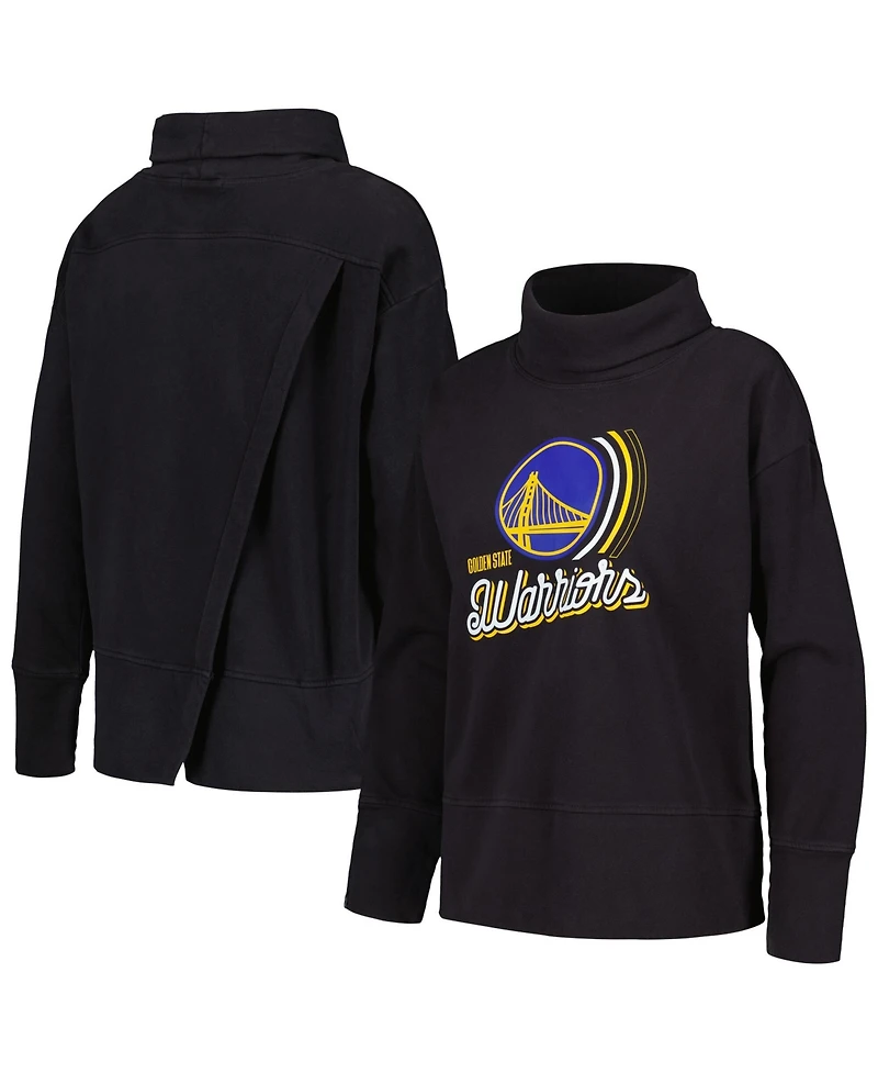 LevelWear Women's Black Golden State Warriors Sunset Pullover Sweatshirt