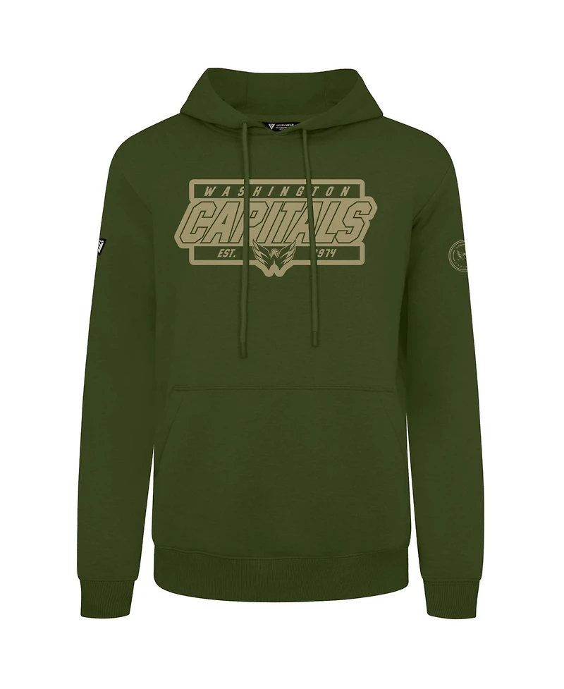 LevelWear Men's Olive Washington Capitals Podium Pullover Hoodie