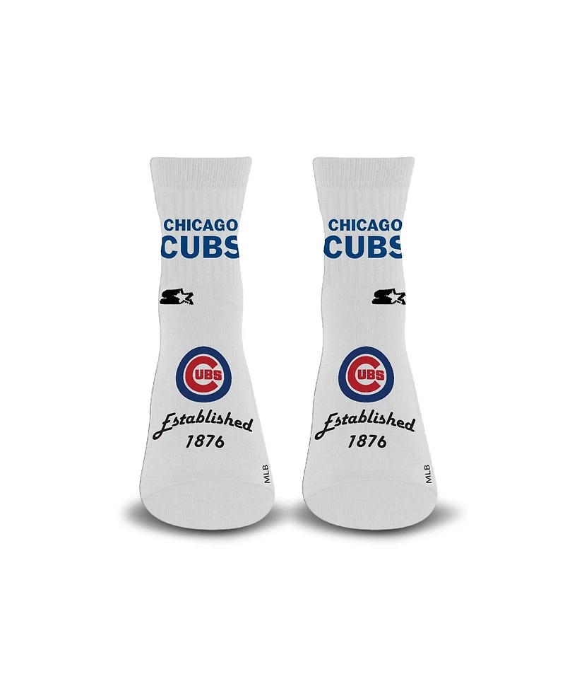 Starter Men's and Women's White Chicago Cubs Established Stencil Quarter Socks
