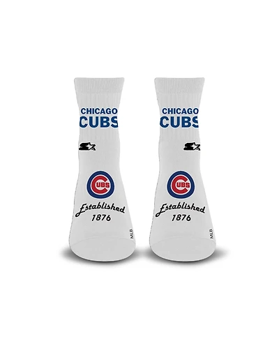 Starter Men's and Women's White Chicago Cubs Established Stencil Quarter Socks