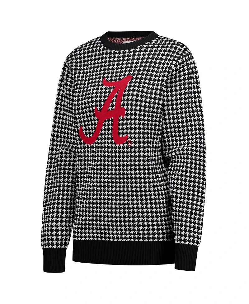 Uscape Apparel Women's Black Alabama Crimson Tide Renew Knit Vintage Houndstooth Sweater