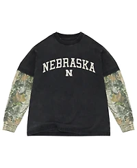 Uscape Apparel Men's Black/Camo Nebraska Huskers Back Bay Twofer Heavyweight Long Sleeve T-Shirt