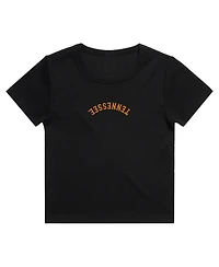 Uscape Apparel Women's Black Tennessee Volunteers Upside Down Embroidery Ribbed Cropped T-Shirt