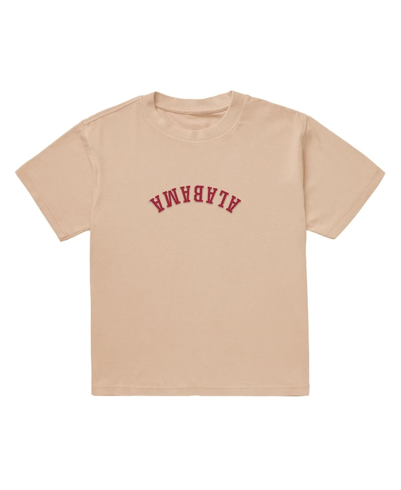 Uscape Apparel Men's Tan Alabama Crimson Tide Upside Down Embroidered Vintage Heavyweight T-Shirt