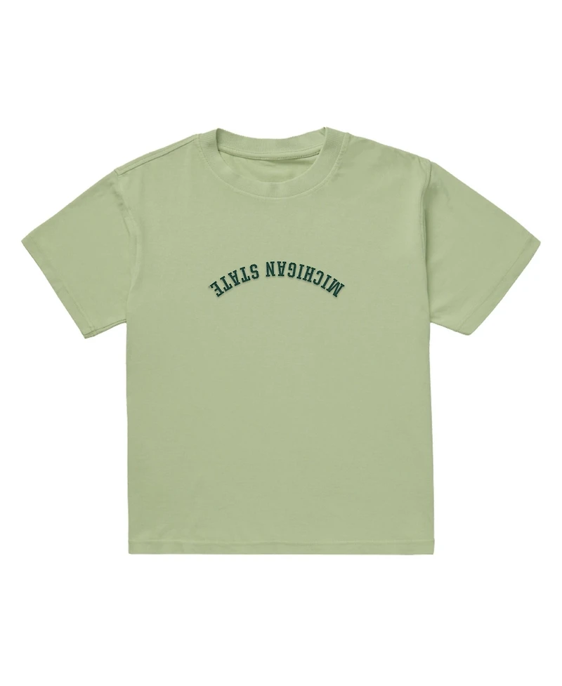 Uscape Apparel Men's Green Michigan State Spartans Upside Down Embroidered Vintage Heavyweight T-Shirt