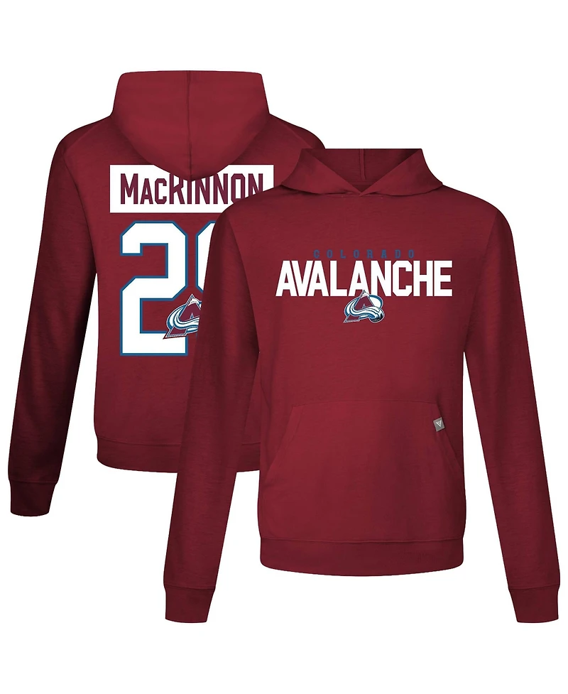 LevelWear Men's Nathan MacKinnon Burgundy Colorado Avalanche Relay Name & Number Long Sleeve Hooded T-Shirt