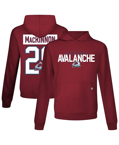 LevelWear Men's Nathan MacKinnon Burgundy Colorado Avalanche Relay Name & Number Long Sleeve Hooded T-Shirt
