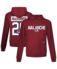 LevelWear Men's Nathan MacKinnon Burgundy Colorado Avalanche Relay Name & Number Long Sleeve Hooded T-Shirt