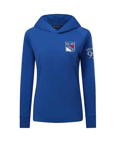 LevelWear Women's Mika Zibanejad Blue New York Rangers Impression Name & Number Raglan Hoodie