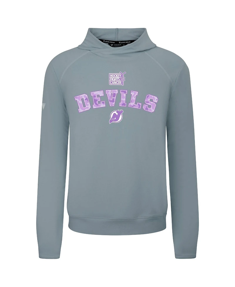 LevelWear Men's Gray New Jersey Devils Hockey Fights Cancer Mandate Tri-Blend Hoodie