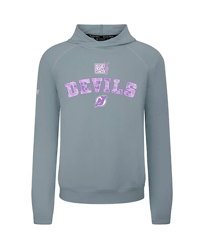 LevelWear Men's Gray New Jersey Devils Hockey Fights Cancer Mandate Tri-Blend Hoodie