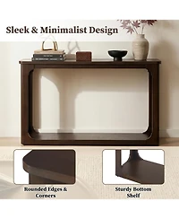 Rainsken 55" Sofa Console Table, Entryway Table with Bottom Storage Shelf, Solid Wood Legs, Sturdy Bottom Shelf, for Living Room Hallway