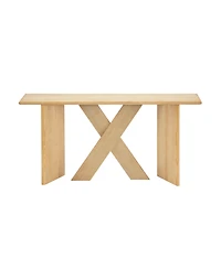 Rainsken 60" Sofa Console Table, with X Frame, Rounded Tabletop Edges, Minimalist Modern Display Shelf, for Entryway, Living Room or Hallway