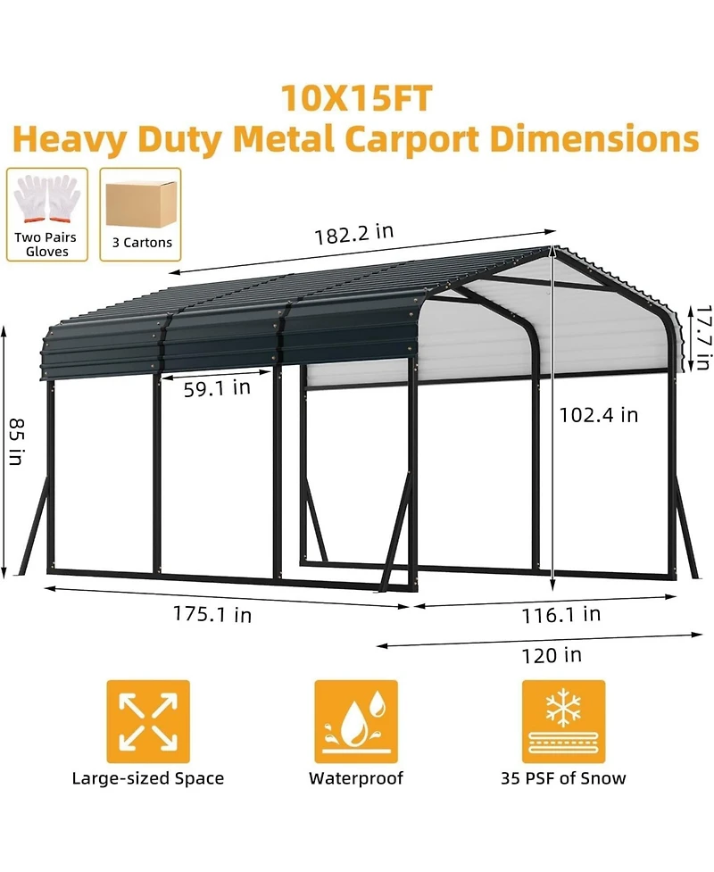 homfan 20 x 20 Ft Heavy Duty Steel Carport, Outdoor Vehicle Shelter Garage for Cars Trucks Boats, Galvanized Steel Roof All-Weather Protection