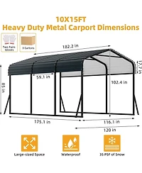 homfan 20 x 20 Ft Heavy Duty Steel Carport, Outdoor Vehicle Shelter Garage for Cars Trucks Boats, Galvanized Steel Roof All-Weather Protection