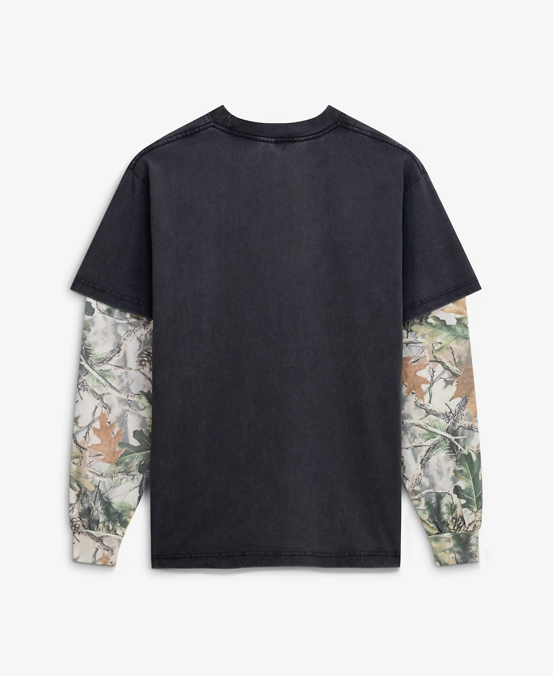 Uscape Apparel Men's Black/Camo Michigan Wolverines Back Bay Twofer Heavyweight Long Sleeve T-Shirt