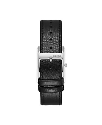 Breda Men's Quartz Virgil Silver and Black Leather Band Watch 26mm