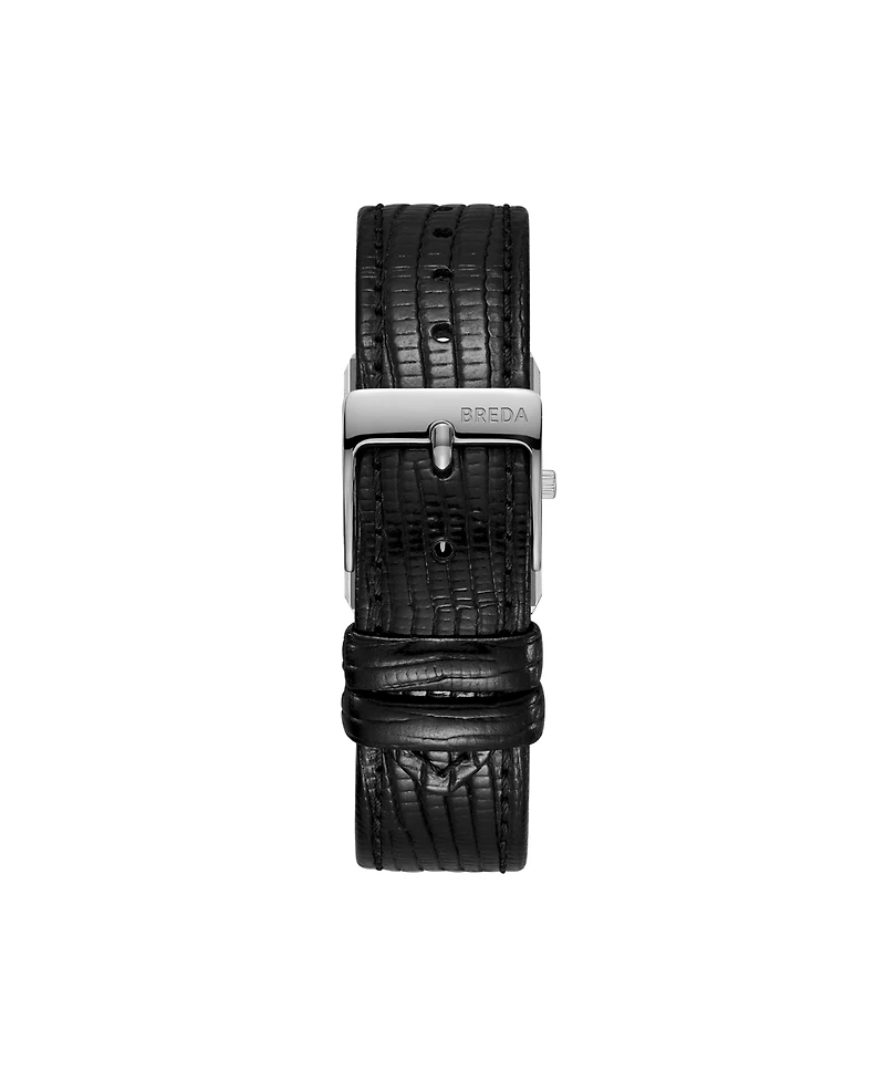 Breda Women's Quartz Virgil Silver and Black Leather Band Watch 20mm