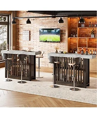 homfan Bar Table with Grille Storage Shelf, Counter Height Dining Table for Kitchen Living Room