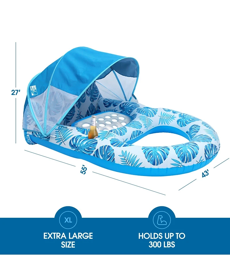 Aofar Pool Lounge Float UPF50 Plus Inflatable Lounger Cup Holder Footrest