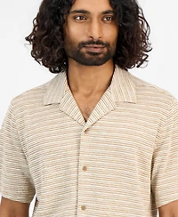 Sun + Stone Men's Short-Sleeve Wave Textured Camp Collar Shirt, Macy's Exclusive