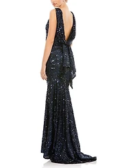 Mac Duggal Women's Embellished Faux Wrap Flutter Sleeve Dress