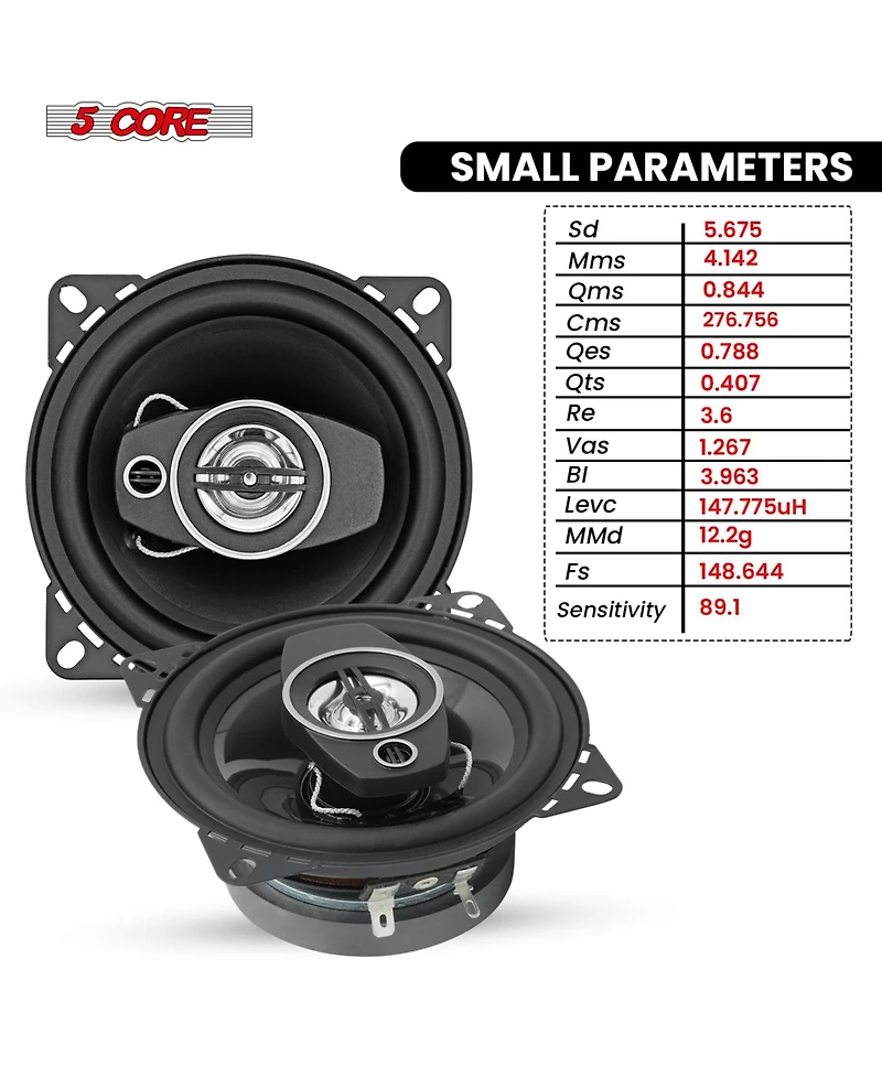5 Core Coaxial Door Car Speakers 4" Pair 250W 4Ohm 2 Way Component Subwoofer Audio With Super Tweeter