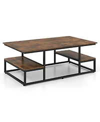 Slickblue Modern Rectangle Coffee Table with Storage Shelf and Open Display Design