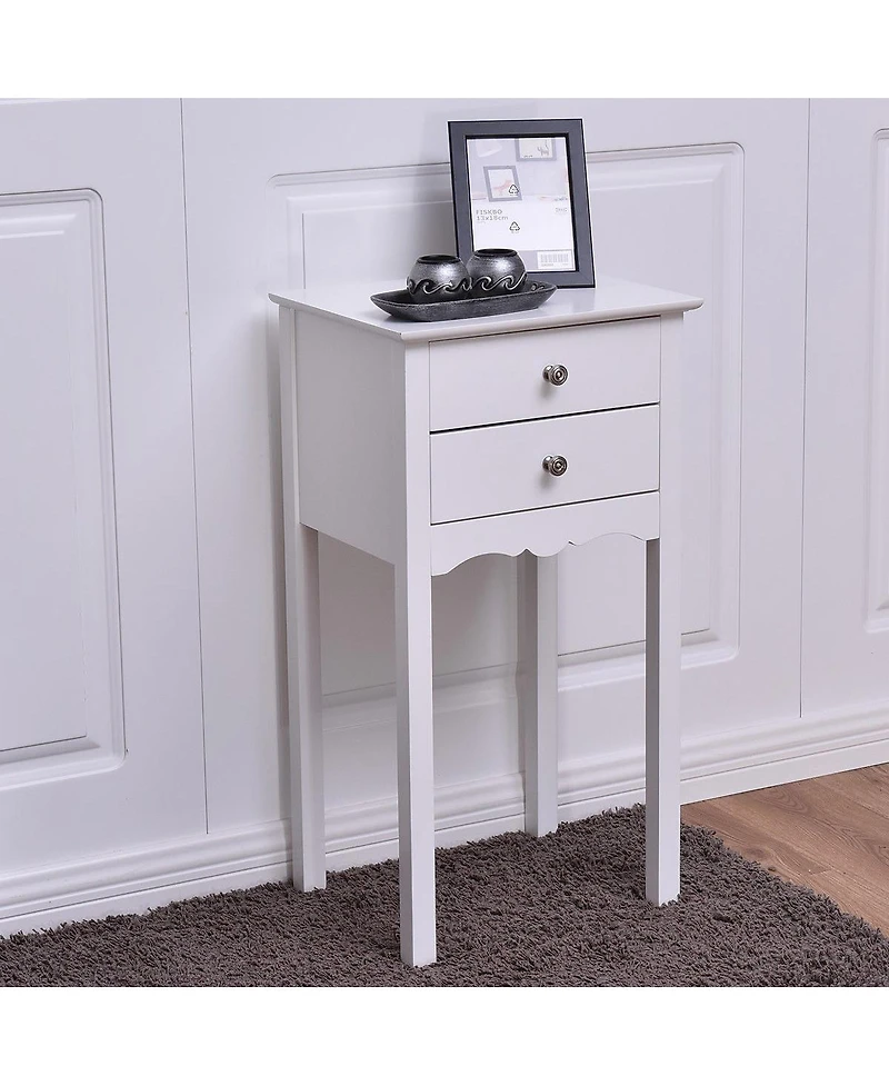 Gymax 2 piece Side Table End Accent Table Night Stand with 2 Drawers