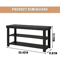 homfan 3-Tier Natural Bamboo Shoe Bench, Heavy Duty 3-in-1 Entryway Storage Organizer for Home Hallway