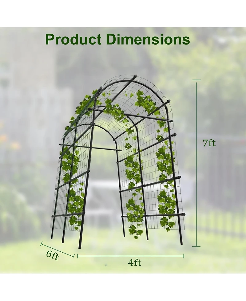 homfan 71 x 39 x 83 Inch Steel Garden Arch Trellis for Climbing Plants, Outdoor Arbor Pergola for Gate Entrance Pathway