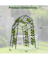 homfan 71 x 39 x 83 Inch Steel Garden Arch Trellis for Climbing Plants, Outdoor Arbor Pergola for Gate Entrance Pathway