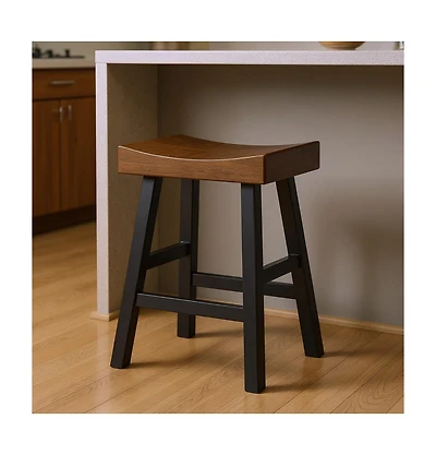 HomeRoots 25" Solid Wood Backless Counter Height Bar Chair