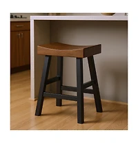 HomeRoots 25" Solid Wood Backless Counter Height Bar Chair