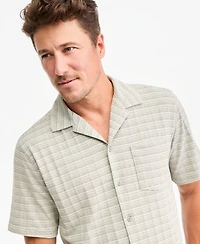 Sun + Stone Men's Short-Sleeve Stripe Texture Pocket Camp Shirt, Macy's Exclusive
