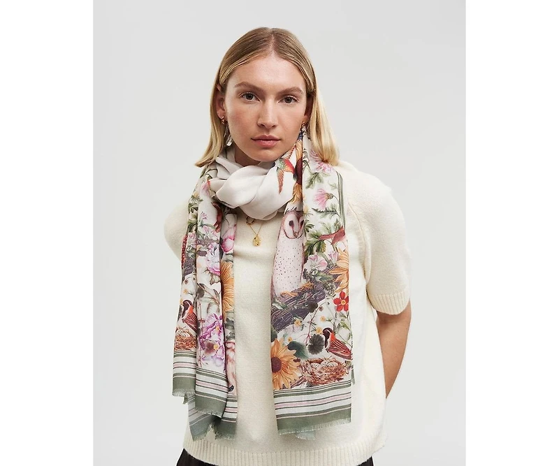 Fable England Women's Botanical Large Rectangle Scarf