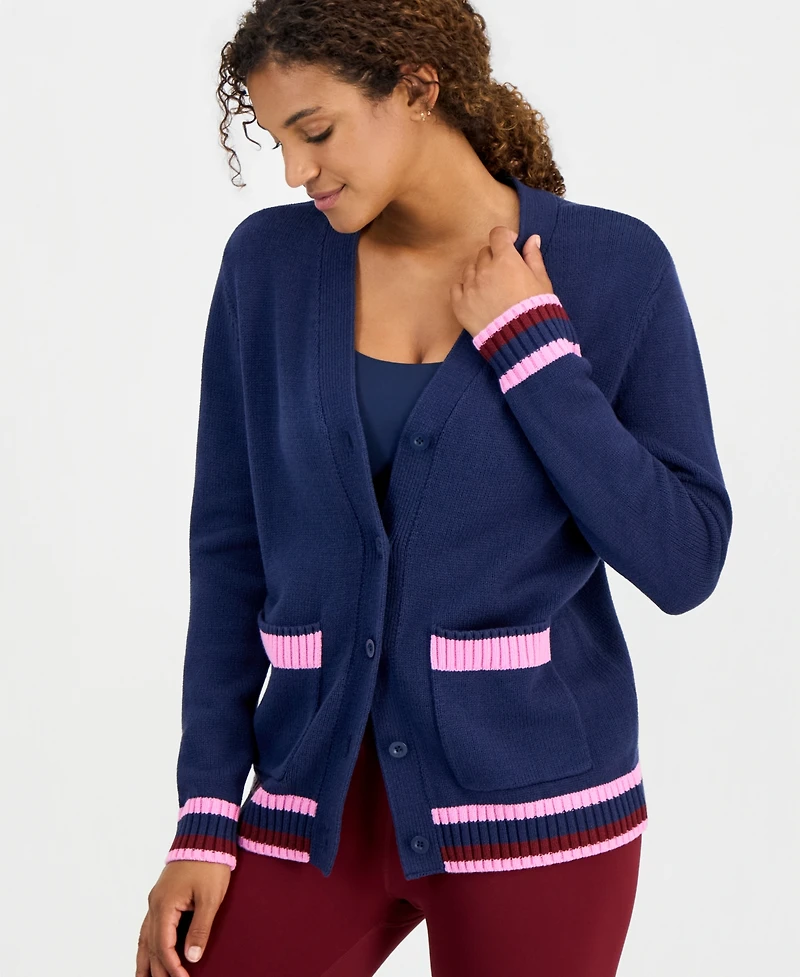 Id Ideology Women's Colorblock V-Neck Long-Sleeve Cardigan, Macy's Exclusive