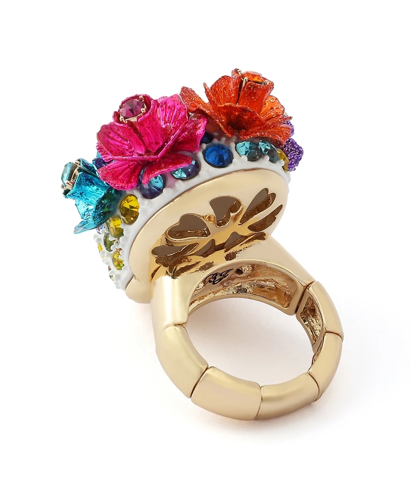 Betsey Johnson Faux-Stone Sugar Skull Cocktail Ring