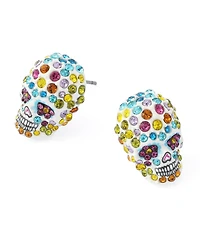 Betsey Johnson Faux-Stone Sugar Skull Stud Earrings