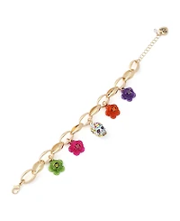 Betsey Johnson Faux-Stone Sugar Skull Charm Bracelet