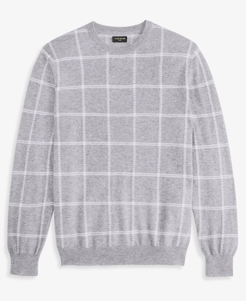 Club Room Men's Cashmere Windowpane Crewneck Sweater, Macy's Exclusive
