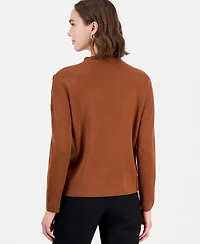 T Tahari Women's Dropped-Shoulder Mock Neck Pullover Sweater
