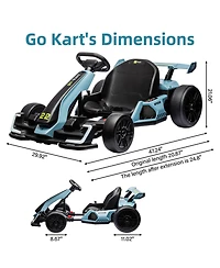 homfan 24V Go Kart, Dual 150W/300W Motors, Adjustable Seat, Drift and Sport Modes, Big Battery, Eva Tires, Led Lights, Up to 8mph