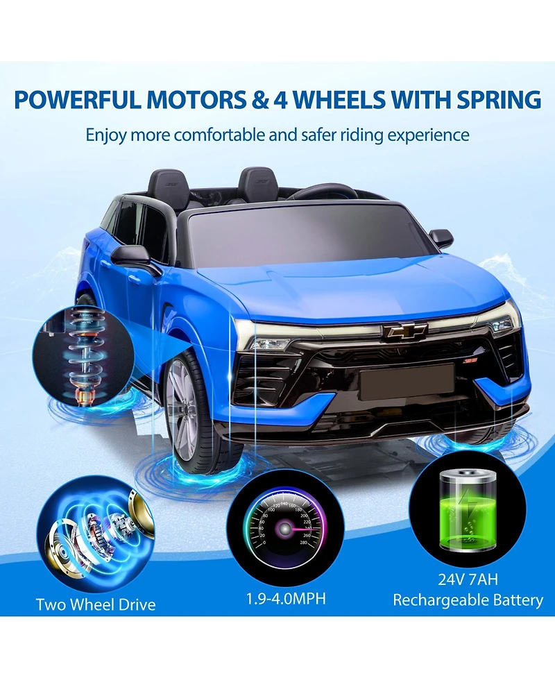 homfan 24V 2-Seater Licensed Chevrolet Suv Ride-On - Parent Remote Control, Spring Suspension, Led Lights, Wireless, Safety Belt, 3 Speeds