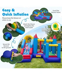 Slickblue Kids Inflatable Bounce House with Slide, Play Area and Included 680W Blower