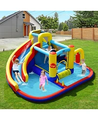Slickblue 7-in-1 Backyard Water Park with Inflatable Slide, Pool and Bounce Area
