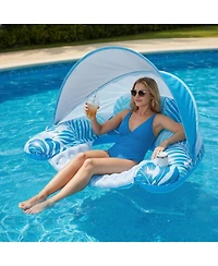 Aofar Pool Float Inflatable Chair Lounge Sun Shade Drink Holder