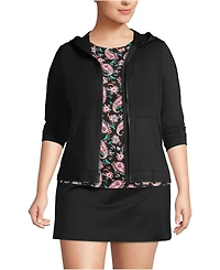Lands' End Plus SunShade Upf 50 Long Sleeve Hooded Full Zip Rash Guard